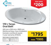 Sphinx 170 L Tango Oval Bath-450mm X 950mm X 1800mm