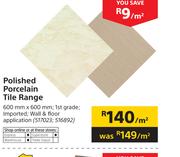 Polished Porcelain Tile Range 600mm X 600mm-Per Sqm
