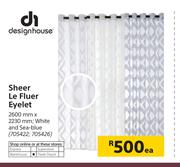 Designhouse Sheer Le Fluer Eyelet 2600mm x 2230mm-Each