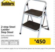Builders 2 Step Steel Ladder Step Stool