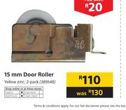 15mm Door Roller Yellow Zinc 2-Pack