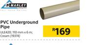 Marley PVC Underground Pipe Cream ULE420-110mm x 6m