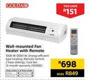 Goldair Wall-Mounted Fan Heater With Remote