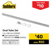 Builders Oval Cupboard Rail 190mm x 3m