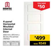 Doortec 4-Panel Horizontal Moulded Internal Door 2032mm x 813mm x 40mm Pre-Primed