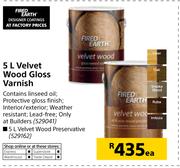 Fired Earth 5Ltr Velvet Wood Gloss Varnish-Each