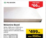 PG Bison Melamine Board White-1830mm x 2750mm x 16mm Each