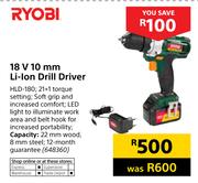Ryobi 18V 10mm Li-Ion Drill Driver HLD-180