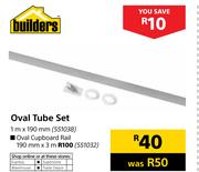 Builders Oval Cupboard Rail-190mm x 3m
