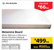 PG Bison Melamine Board White 1830mm x 2750mm x 16mm-Each