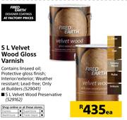 Fired Earth 5L Velvet Wood Gloss Varnish-Each