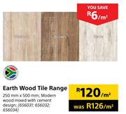 Earth Wood Tile Range-250mm x 500mm Per Sqm
