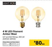 Light Worx 4W LED Filament Amber Maxi-Each