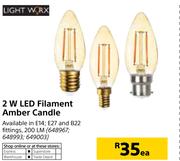Light Worx 2W LED Filament Amber Candle-Each