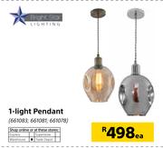 Bright Star Lighting 1 Light Pendant-Each
