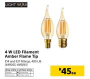 Light Worx 4W LED Filament Amber Flame Tip-Each