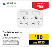 Crabtree Double Industrial Plug White-2 x 16A