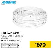 Aberdare Flat Twin Earth White; 2.5.mm x 100m Roll