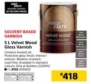 Fired Earth 5Ltr Velvet Wood Gloss Varnish
