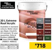 Fired Earth 20Ltr Extreme Roof Acrylic (Green/White)