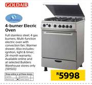 Goldair 4 Burner Electric Oven