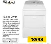 Whirlpool 10.5Kg Dryer 3LWED4830FW