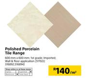 Polished Porcelain Tile Range 600mmX600mm-Per Sqm