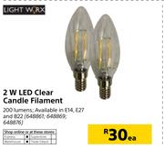 Light Worx 2W LED Clear Candle Filament-Each