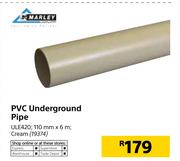 Marley PVC Underground Pipe Cream ULE420-110mm x 6m