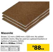 Masonite White-3.2mm x 2440mm x 1220mm Each