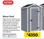 Keter Manor Shed-1960mm(h) x 1280mm(w) x 940mm(d)
