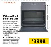 Megamaster 750mm Black Built In Braai