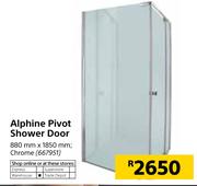 Alphine Pivot Shower Door 880mmX1850mm Chrome