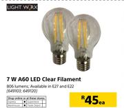Light Worx 7W A60 LED Clear Filament-Each