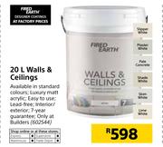 Fired Earth 20Ltr Walls & Ceilings