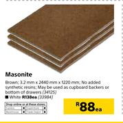 Masonite Brown 3.2mm x 2440mm x 1220mm-Each