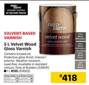 Fired Earth 5L Velvet Wood Gloss Varnish