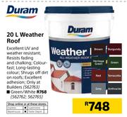 Duram 20L Weather Roof Green/White