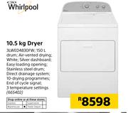 Whirlpool 10.5Kg Dryer 3LWED4830FW