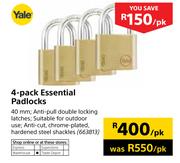 Yale 4-Pack Essential Padlocks-Per pk