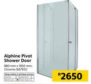 Alphine Pivot Shower Door 880mm x 1850mm Chrome