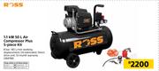 Ross 1.1KW 50Ltr Air Compressor Plus 5 Piece Kit