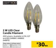 Light Worx 2W LED Clear Candle Filament-Each