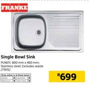 Franke Single Bowl Sink PLN611
