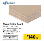 Gyproc Rhino Ceiling Board 6.4mm x 1.2m x 3m-Each
