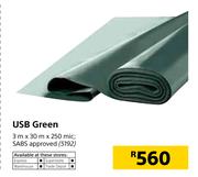 USB Green 3m x 30m x 250Mic SABS Approved