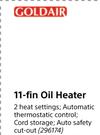 Goldair 11 Fin Oil Heater