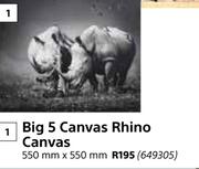Design House Big 5 Canvas Rhino Canvas-550mm x 550mm