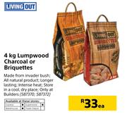 Living Out 4Kg Lumpwood Charcoal Or Briquettes-Each