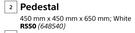 Home & Kitchen White Pedestal 450mm x 450mm x 650mm